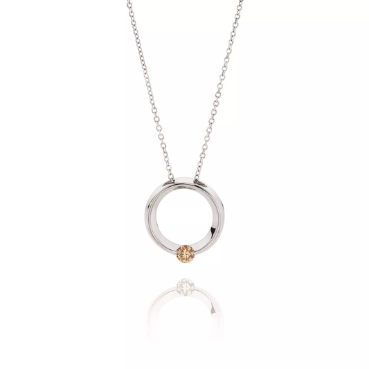 18ct White Gold Cognac Diamond Circle necklace