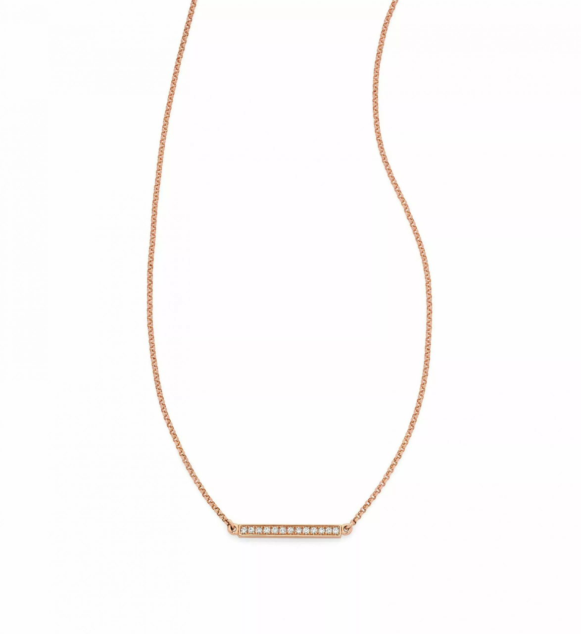 18ct rose gold diamond bar necklace