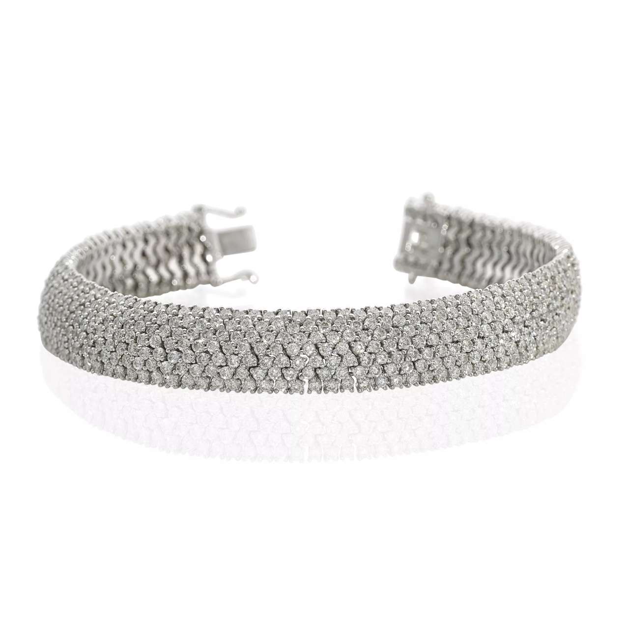 18ct White gold 7 row pave set diamond bracelet