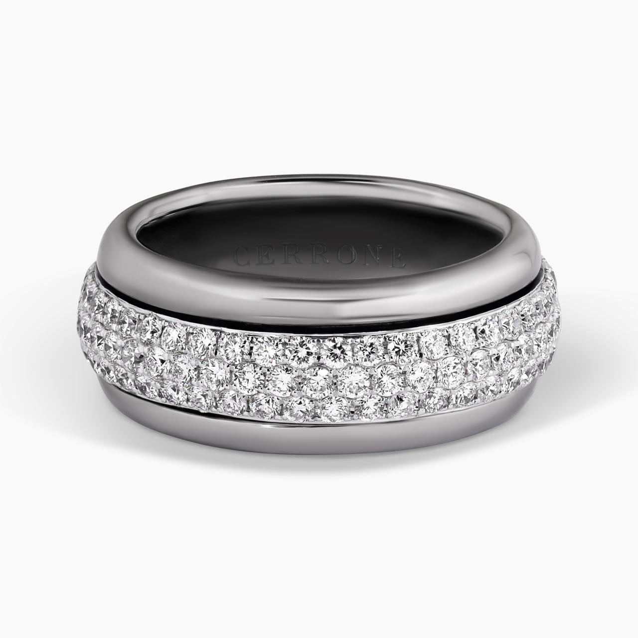 18ct Two Tone Pave Diamond mens Ring