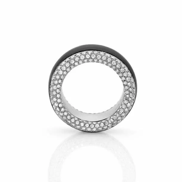 18ct Two Tone Gold Diamond Mens Ring