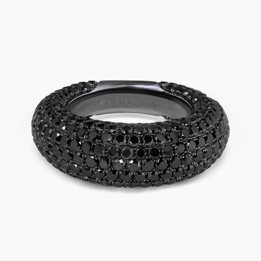 18ct black gold 7.27ct round brilliant cut black diamond ring