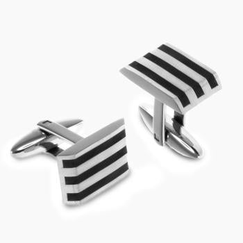 Stainless Steel Cufflinks With Black Enamel feature