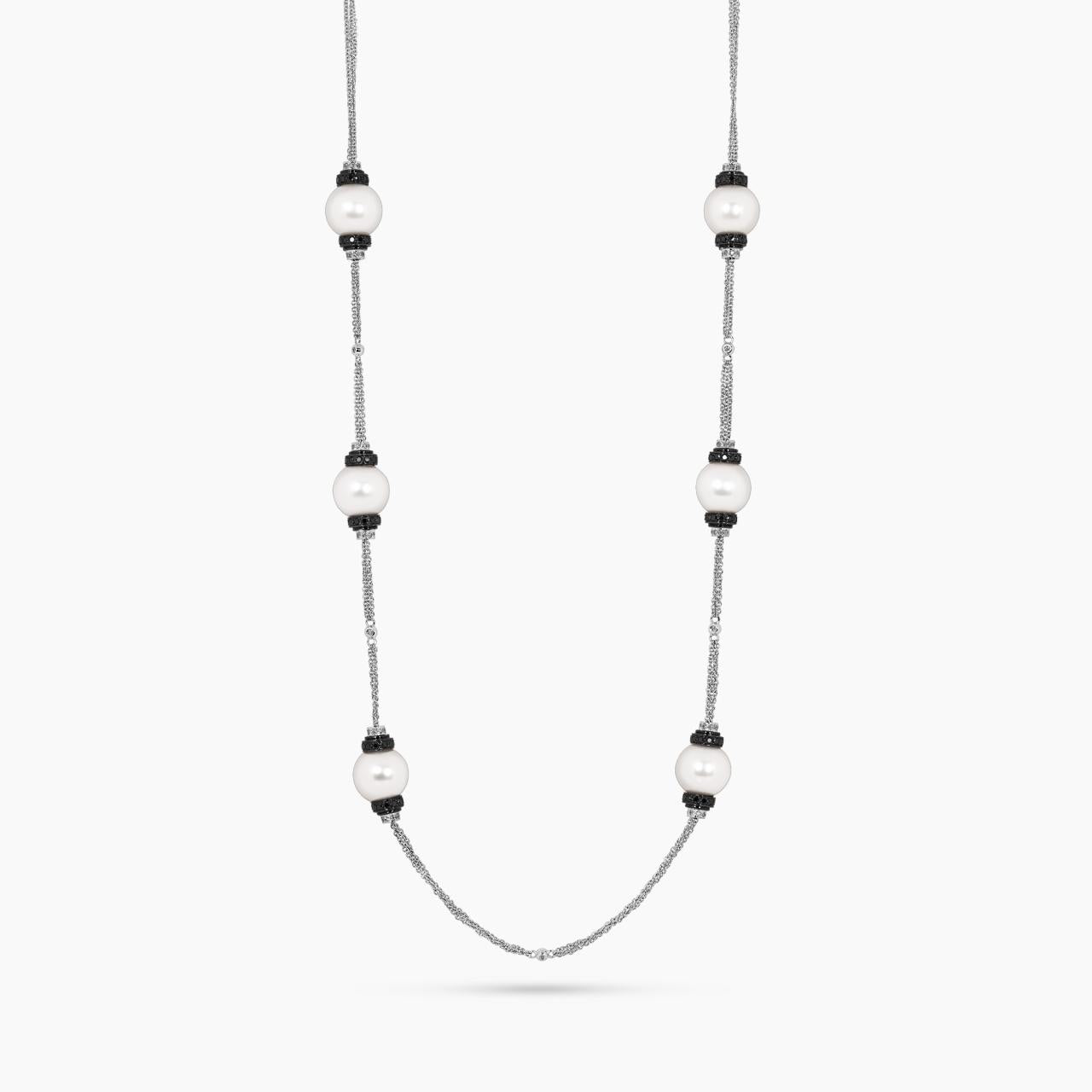 18ct white gold 13mm South Sea pearls and diamonds necklace
