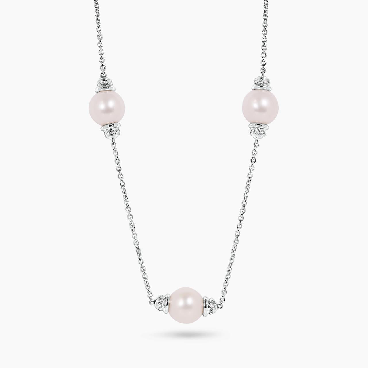 18ct white gold fresh water pearl and diamond necklace