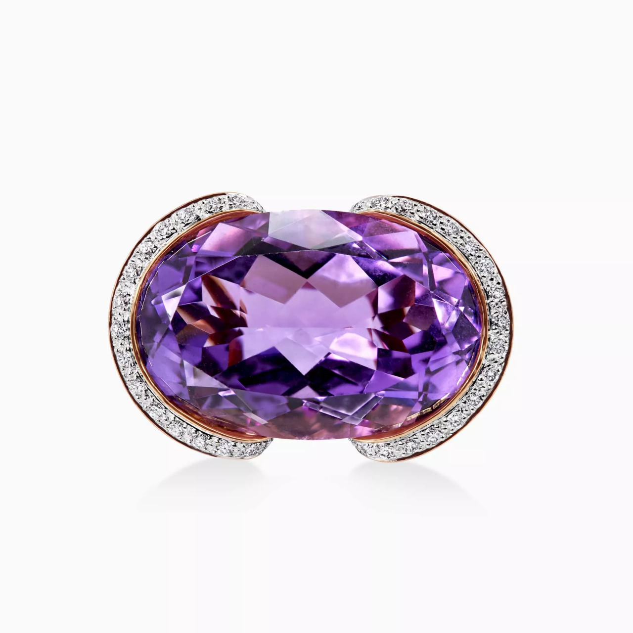 The Bougainvillea ring 18ct Rose Gold Oval Amethyst, round brilliant cut ruby, pink sapphire and diamond ring