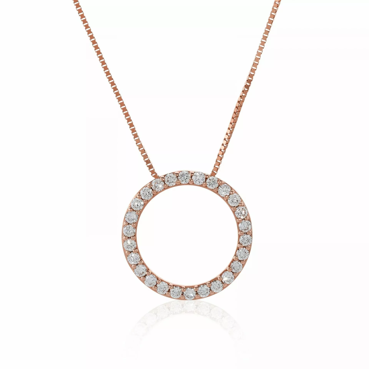 18ct rose gold diamond circle necklace