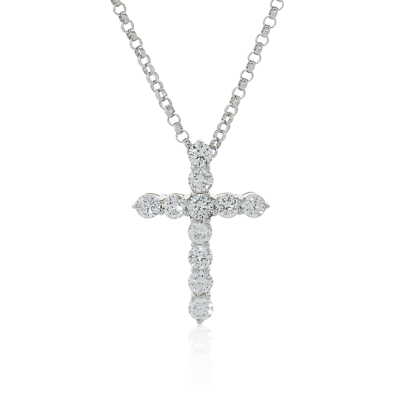 18ct white gold 11=0.25ct diamond cross necklace