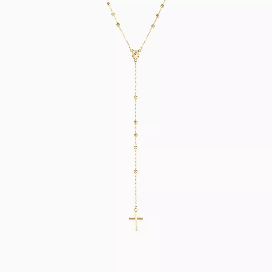 18ct yellow gold rosary beads necklace
