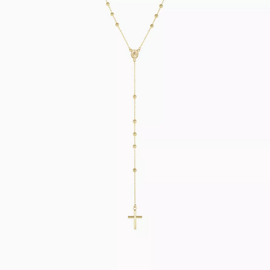 18ct yellow gold rosary beads necklace