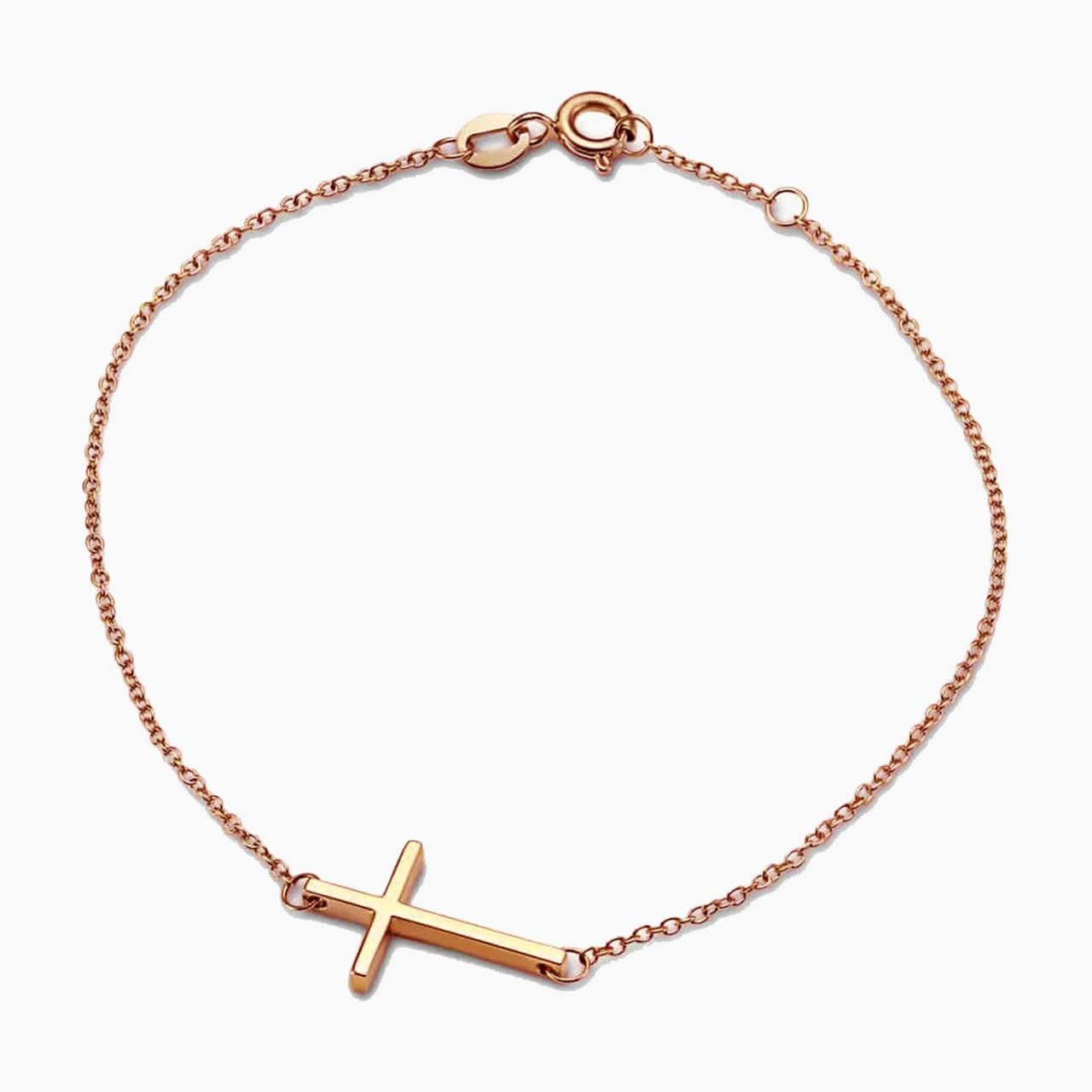 18ct rose gold cross bracelet
