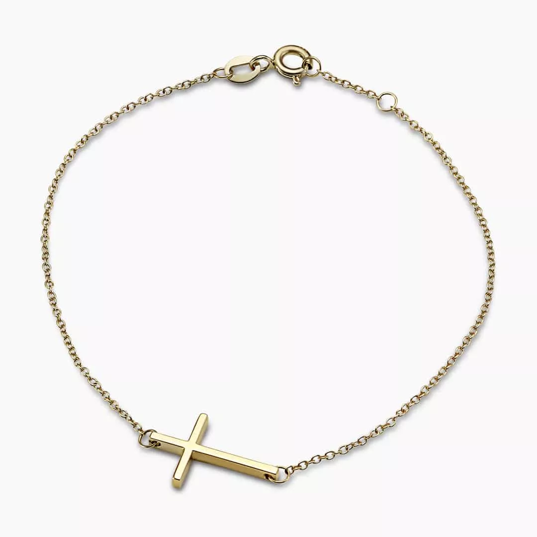 18ct yellow gold cross bracelet