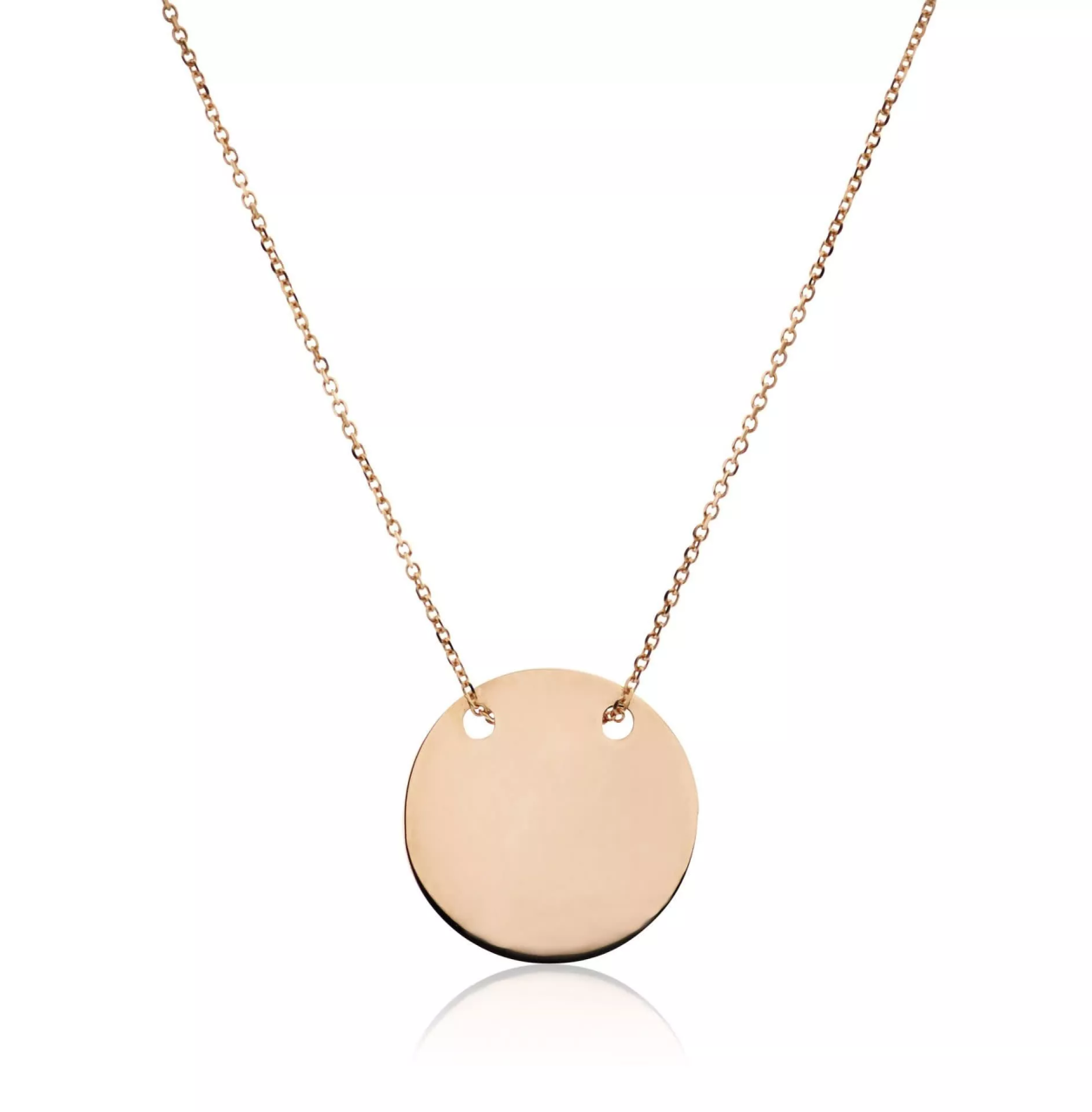 18ct rose gold round plate necklace