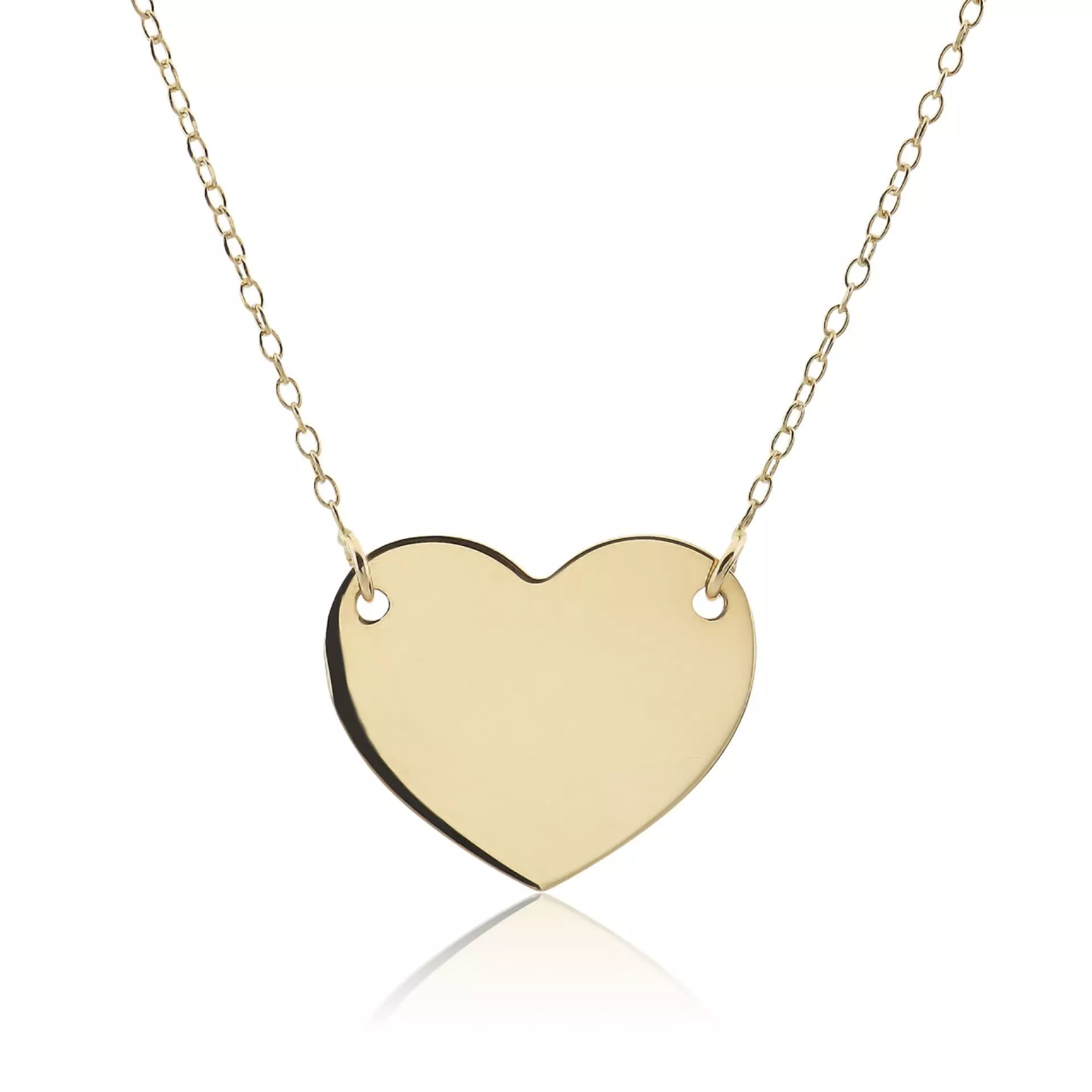18ct yellow gold plain heart shape necklace