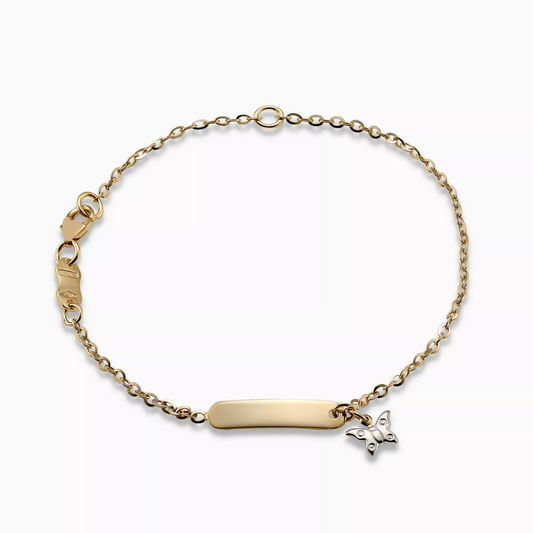 18ct yellow and white gold ID butterfly bracelet