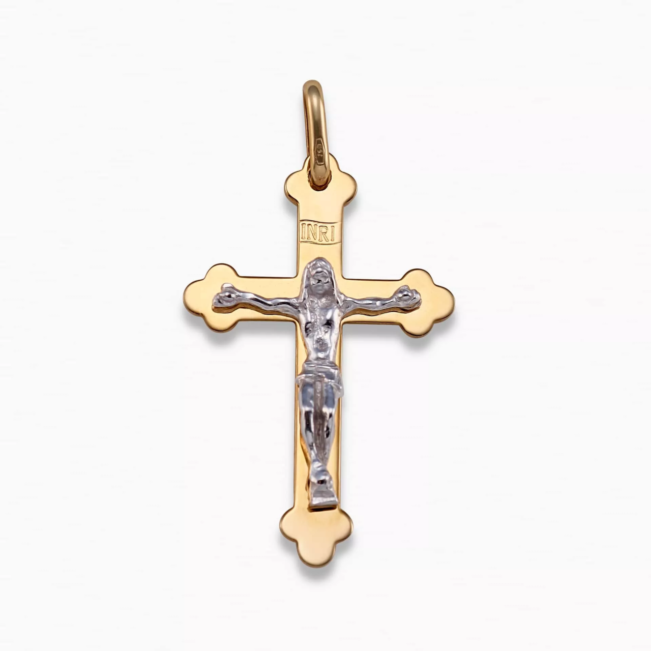 18ct yellow and white gold crucifix pendant
