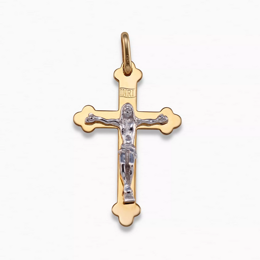 18ct yellow and white gold crucifix pendant