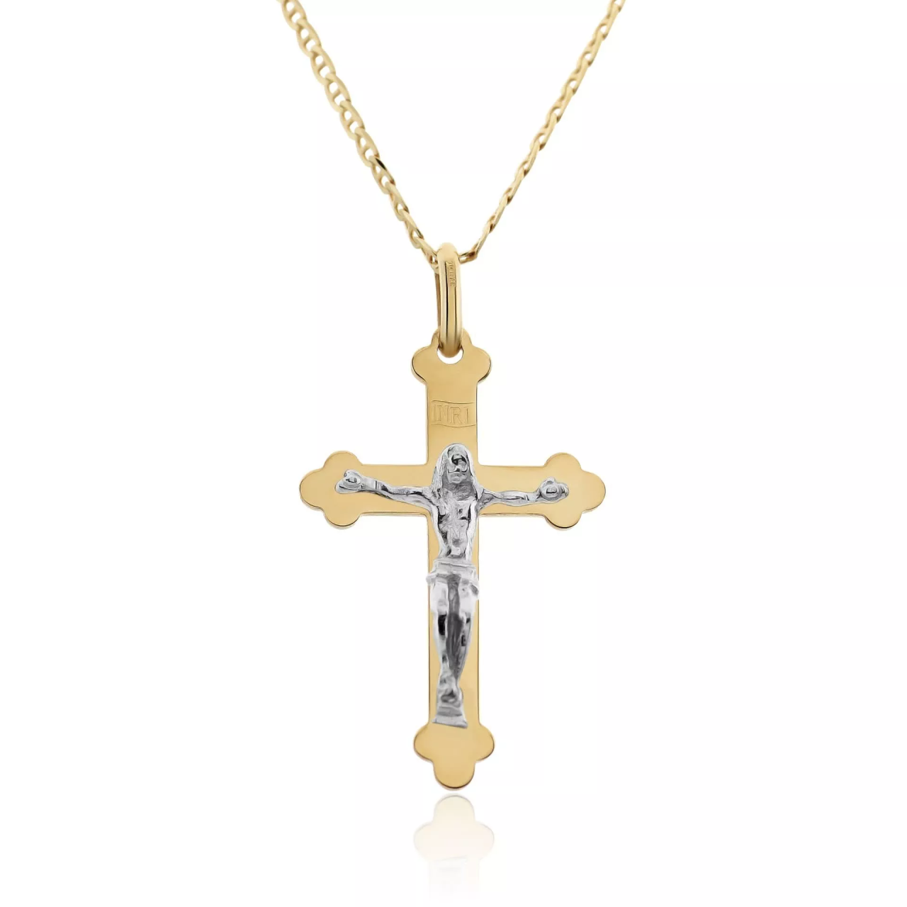 18ct yellow and white gold crucifix pendant
