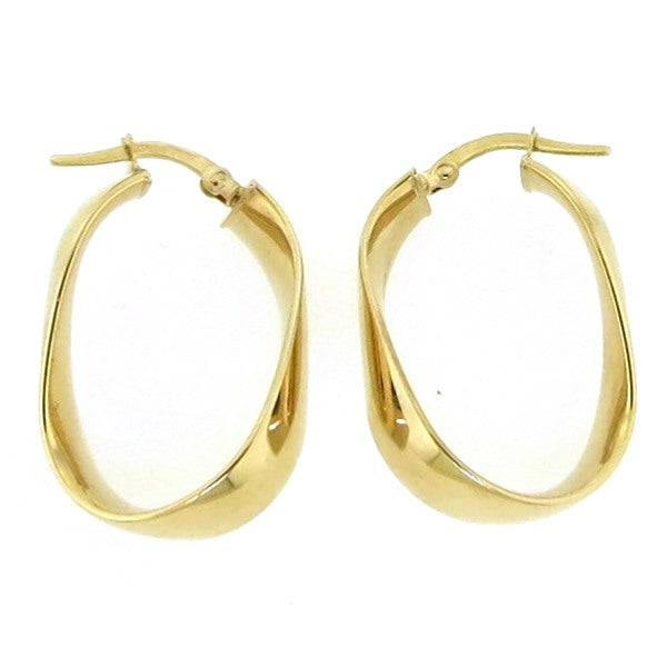 18ct yellow gold medium flat hook earrings