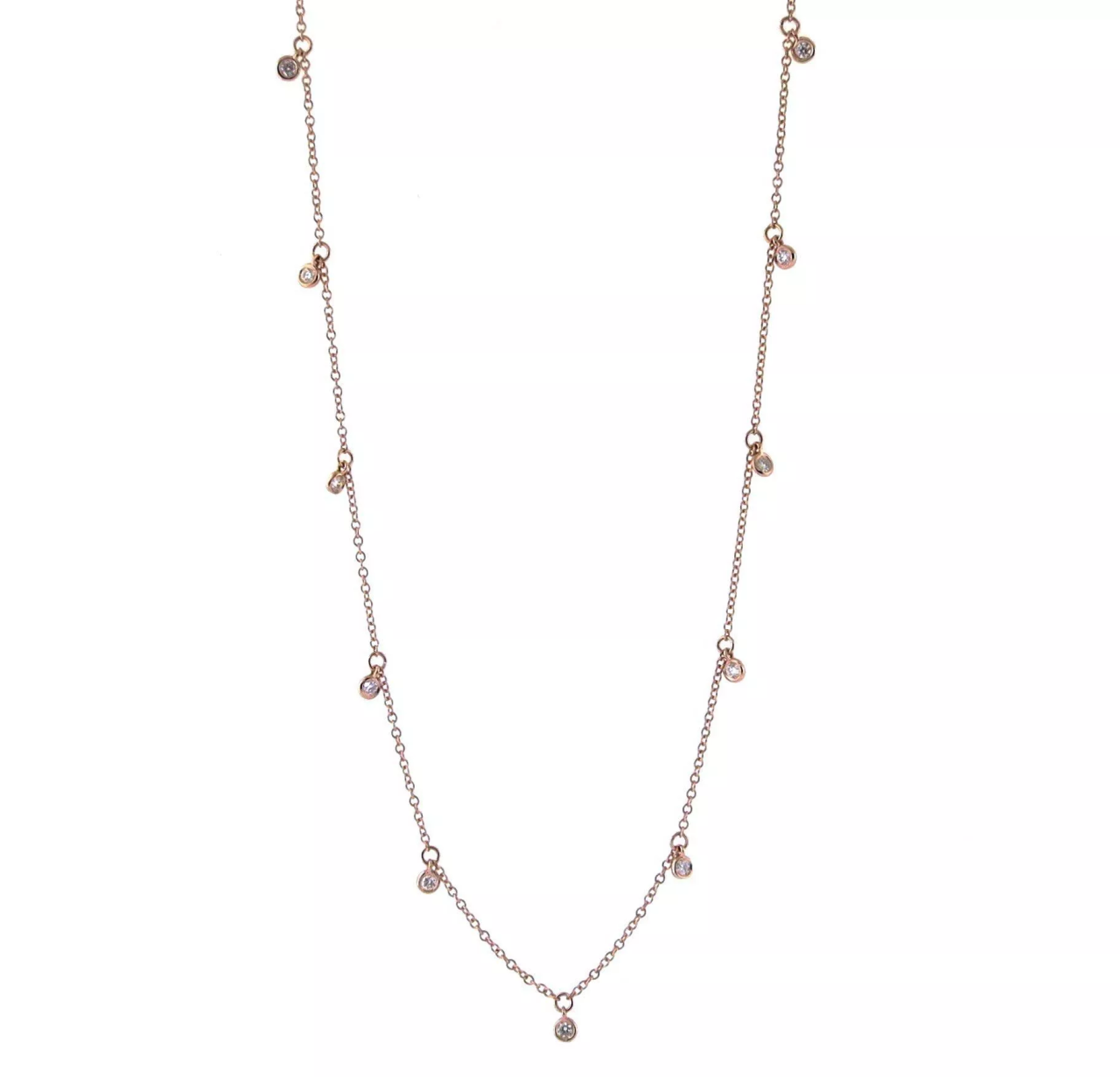 18ct rose gold adjustable diamond necklace