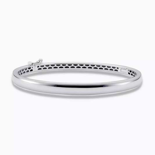 18ct white gold oval hollow hinged bangle