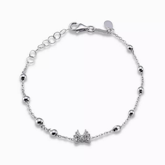18ct white gold cubic zirconia bow baby bracelet