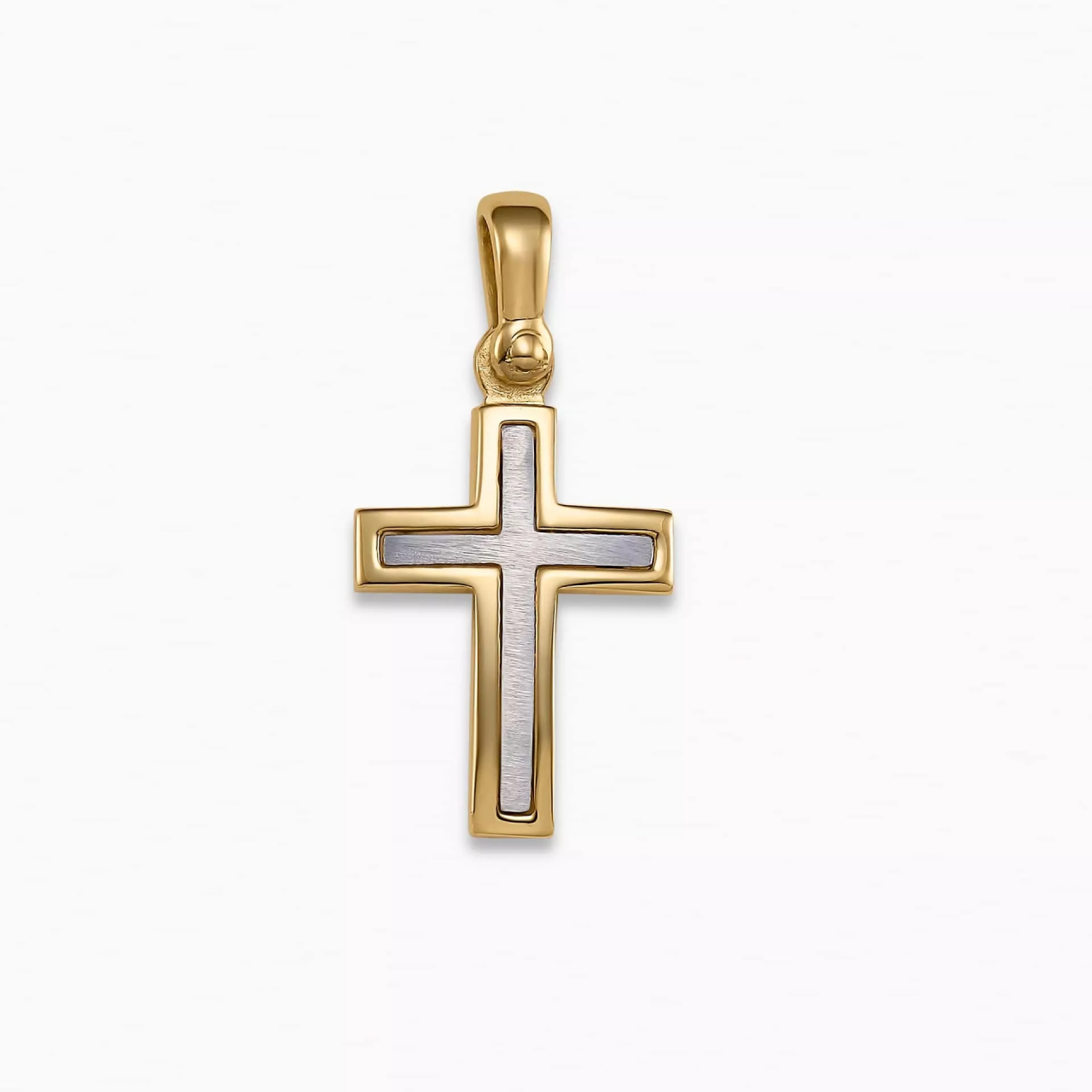 18ct yellow and white gold cross pendant 20mm