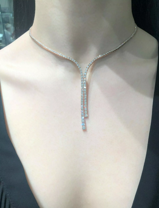 18ct rose gold diamond drop necklace