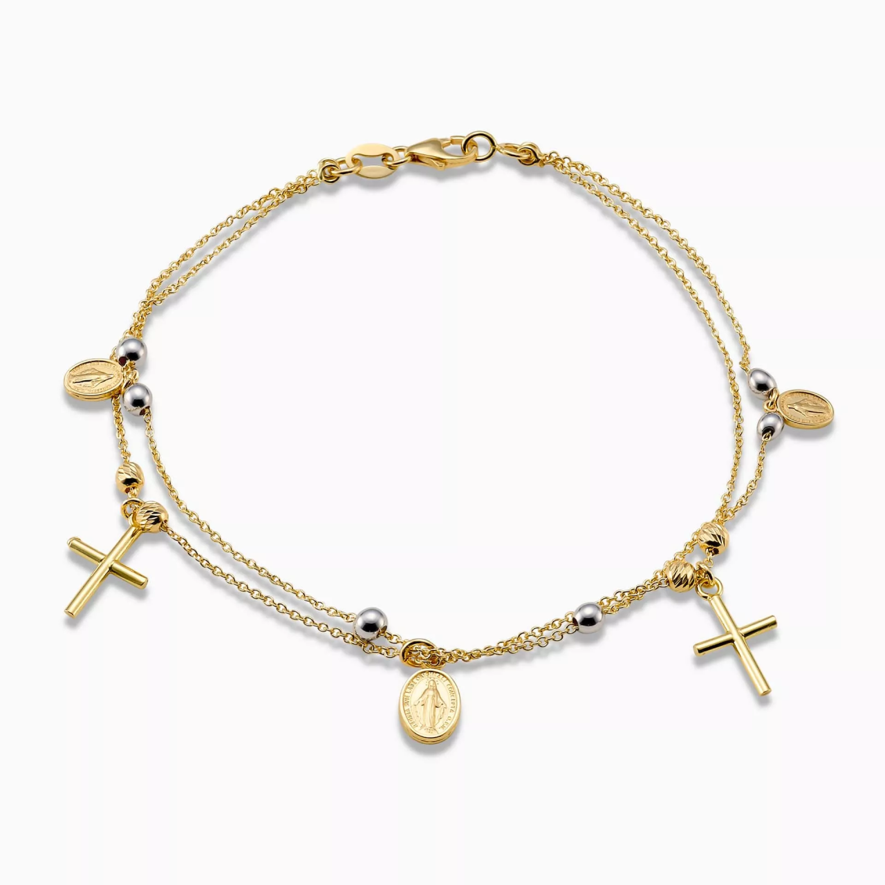 18ct yellow and white gold rosary bracelet