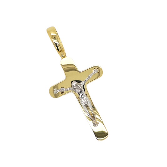 18ct white and yellow gold crucifix pendant 50mm
