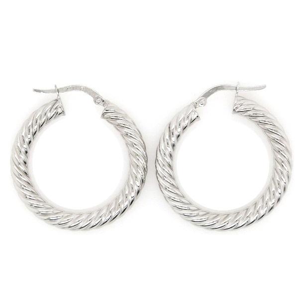 18ct white gold thick hoop earrings
