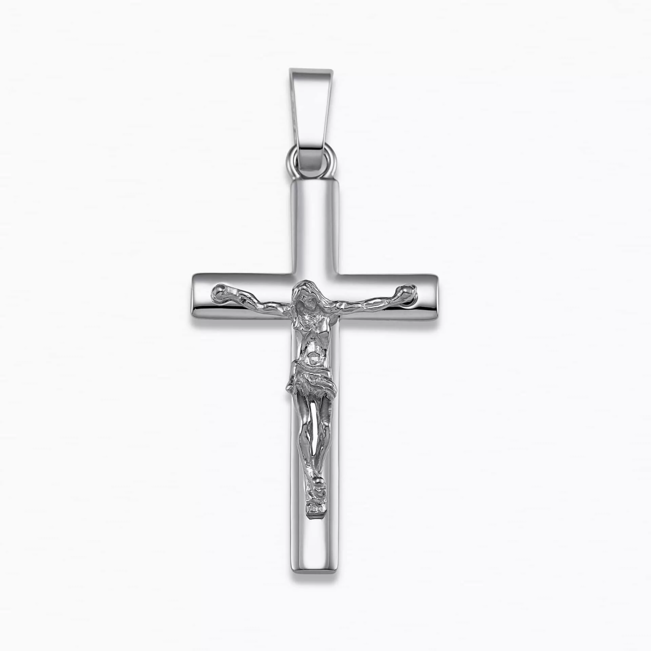 18ct white gold crucifix pendant 4.5cm