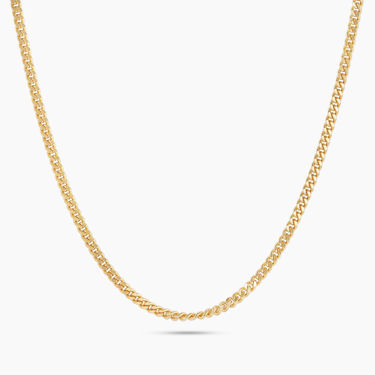 18ct yellow gold 60cm fine flat curb link chain with spring ring clasp