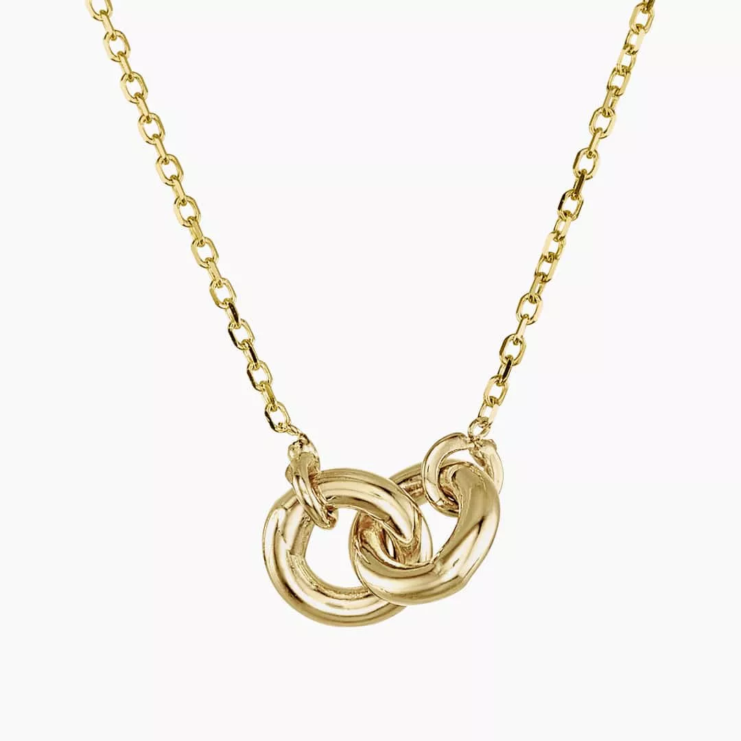 18ct yellow gold double circle necklace