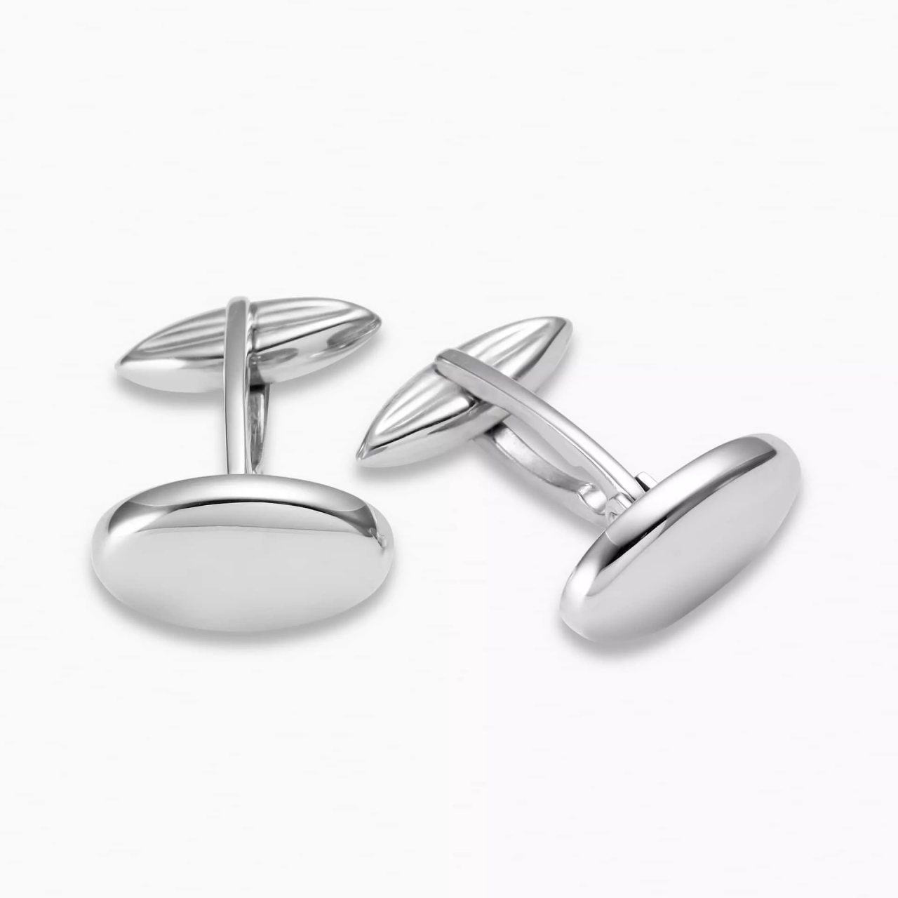 18ct white gold oval cufflinks