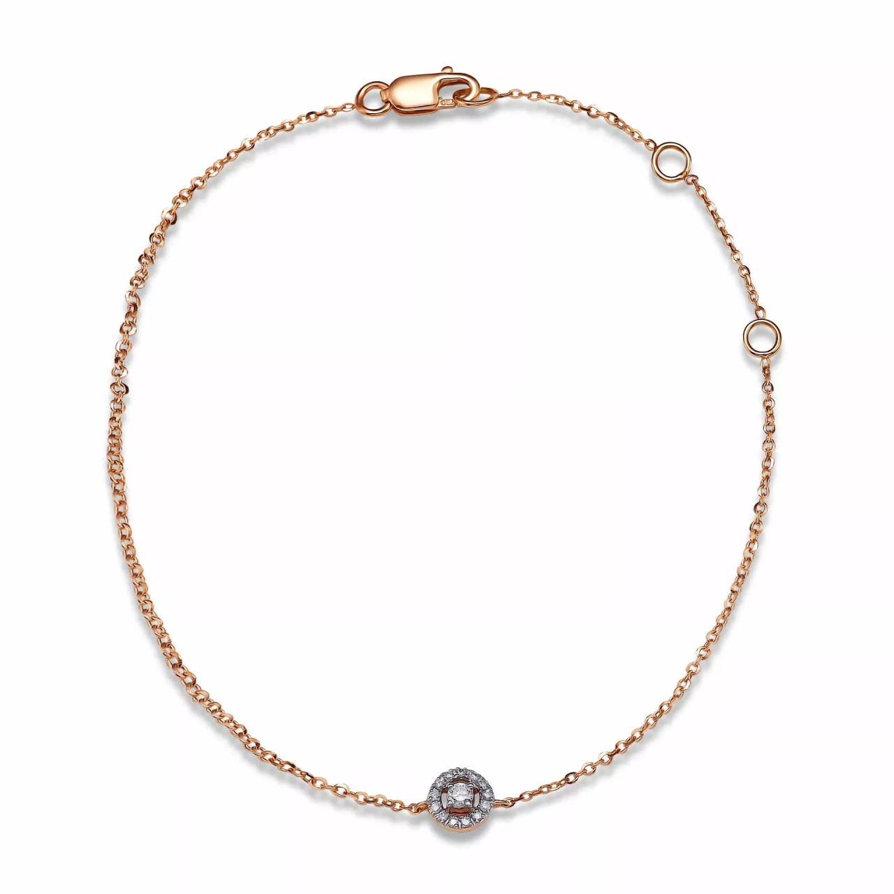 18ct rose gold round cluster diamond bracelet