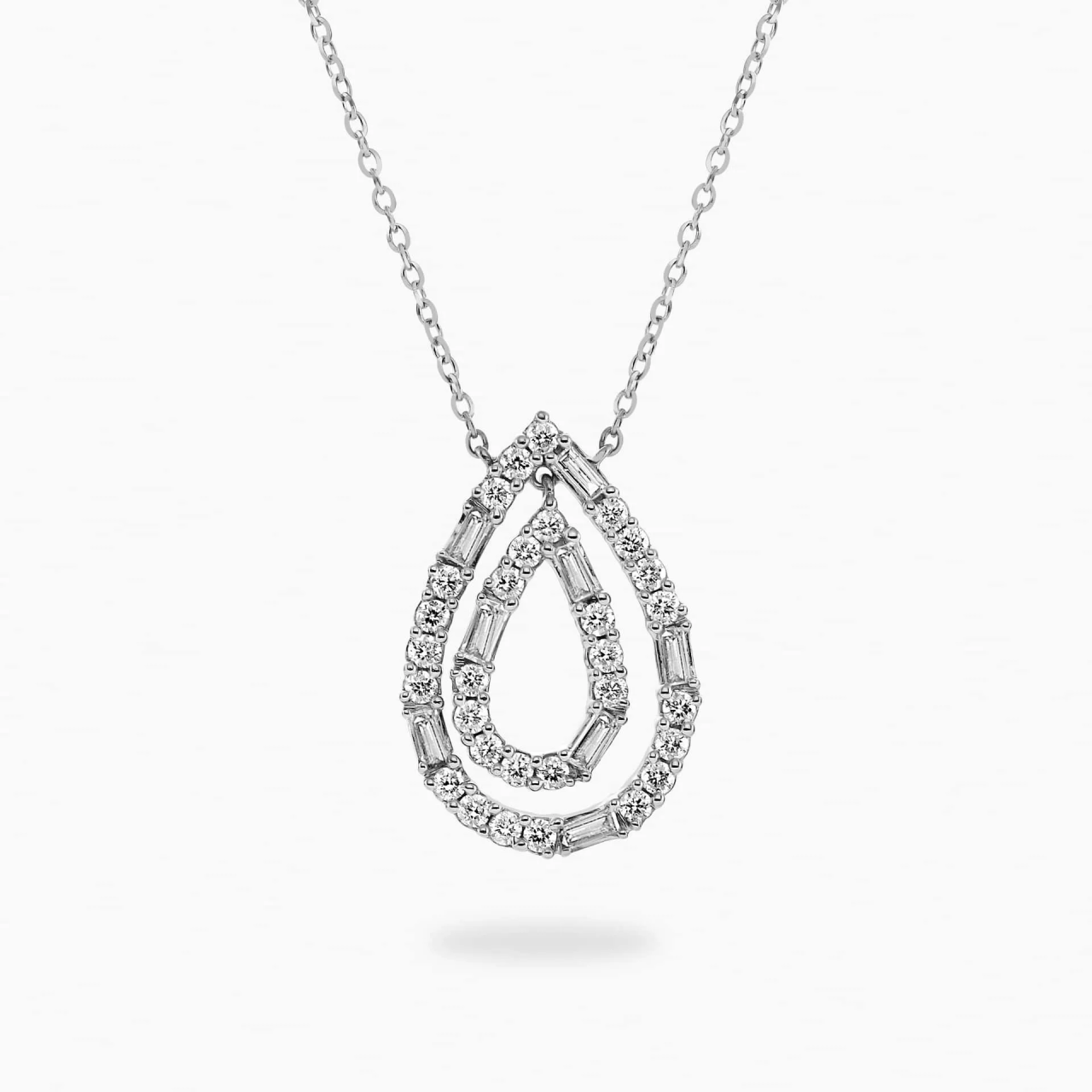 18ct white gold double pear shape diamond necklace