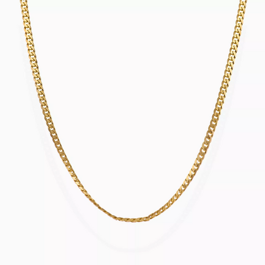 18ct yellow gold 50cm flat curb link chain