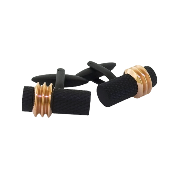 Black and rose gold rhodium plated stainless steel Cufflinks