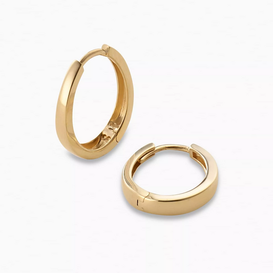 18ct yellow gold oval hoop earrings 15mm