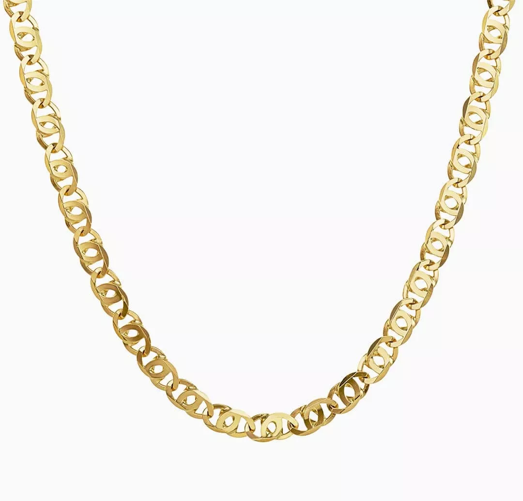 18ct yellow gold 50cm flat curb link chain – House of Cerrone