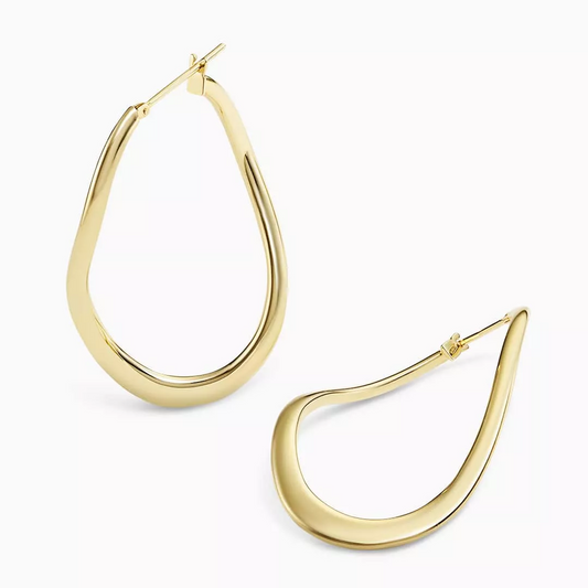18ct yellow gold oval hoop earrings 40mm