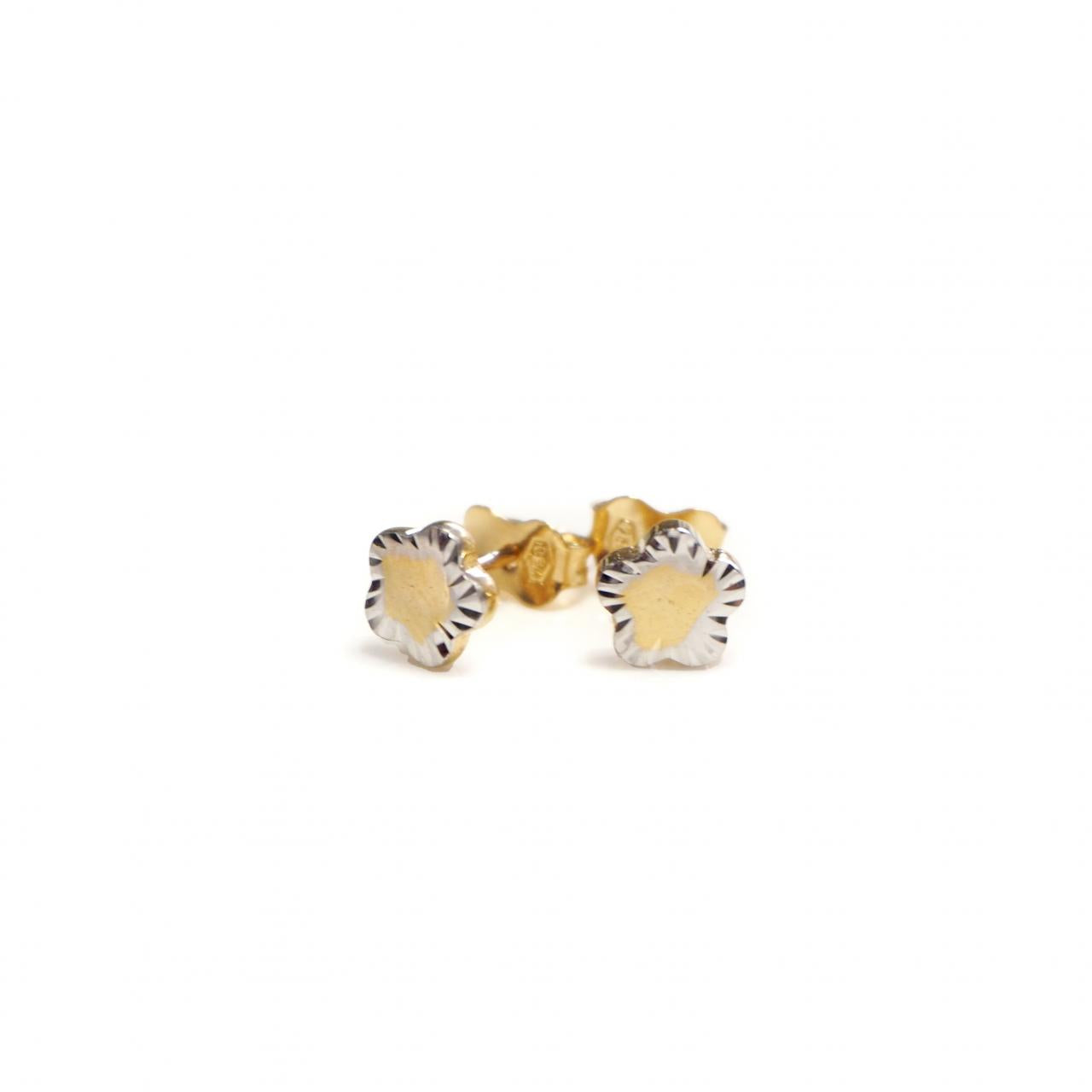 18ct yellow and white gold small star stud earrings