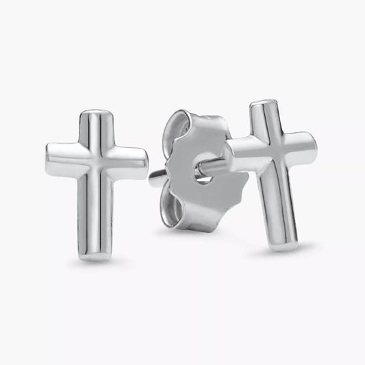 18ct white gold cross stud earrings 7mm