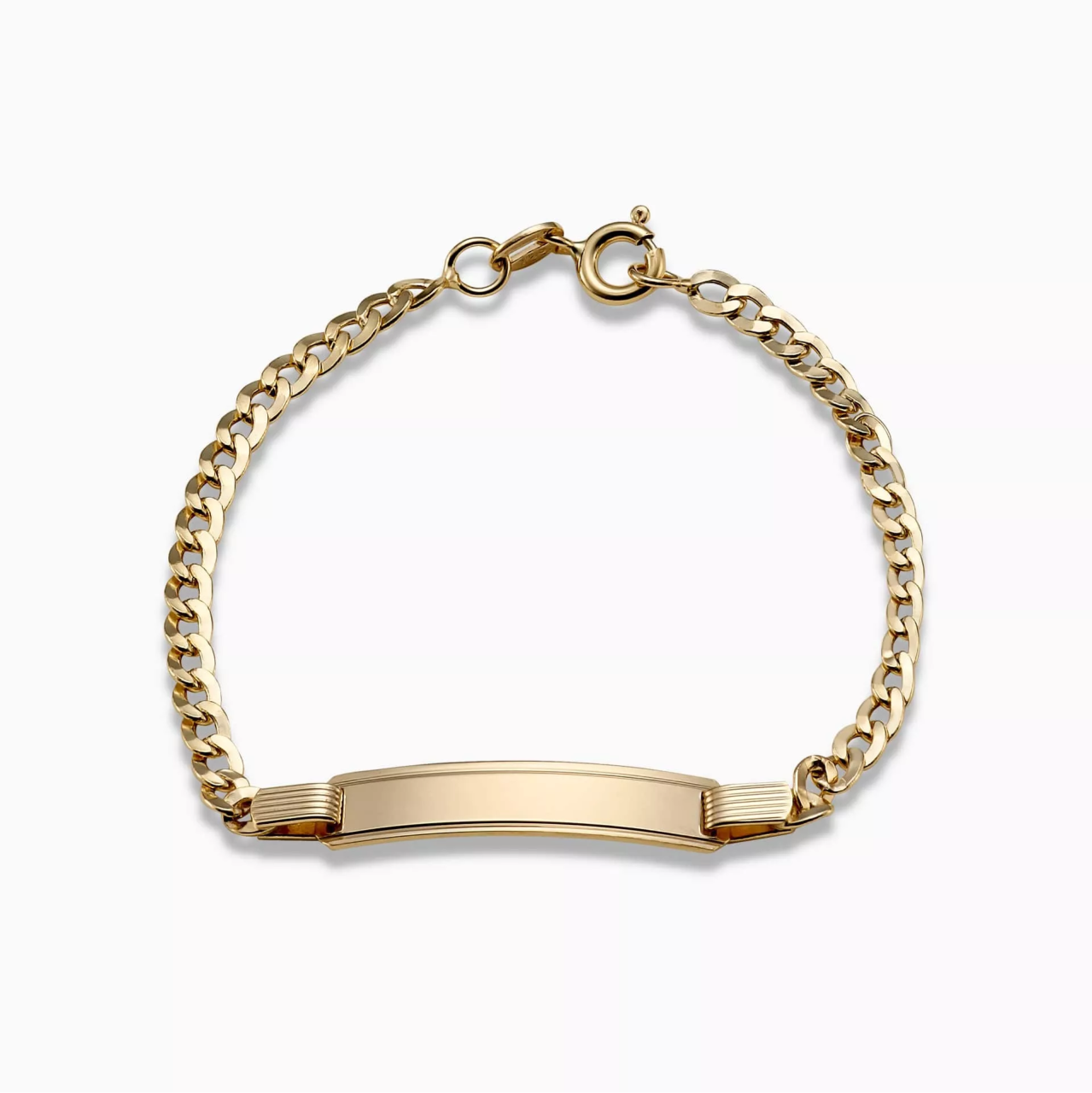 18ct yellow gold ID flat curb link baby bracelet