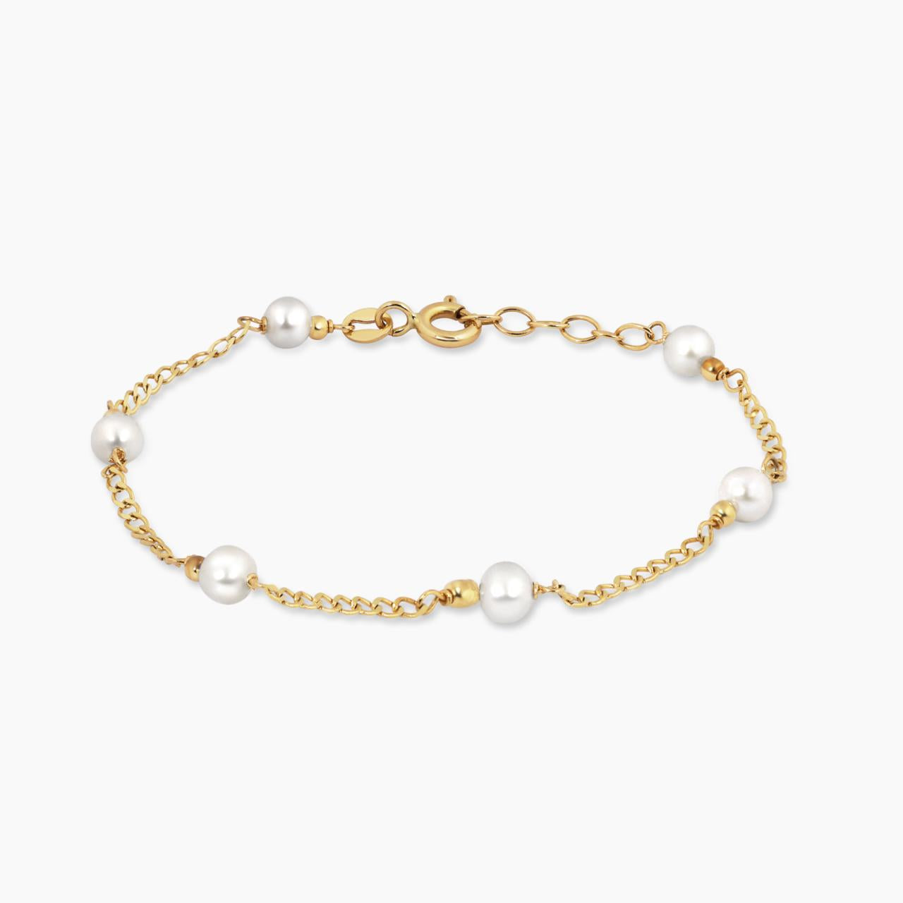 18ct yellow gold white beads baby bracelet