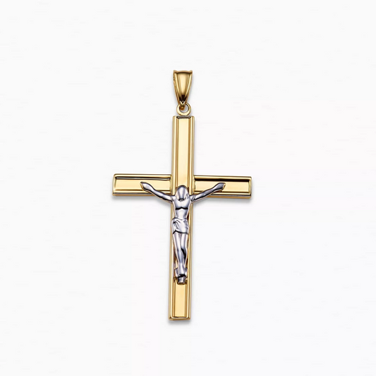 18ct yellow and white gold crucifix pendant