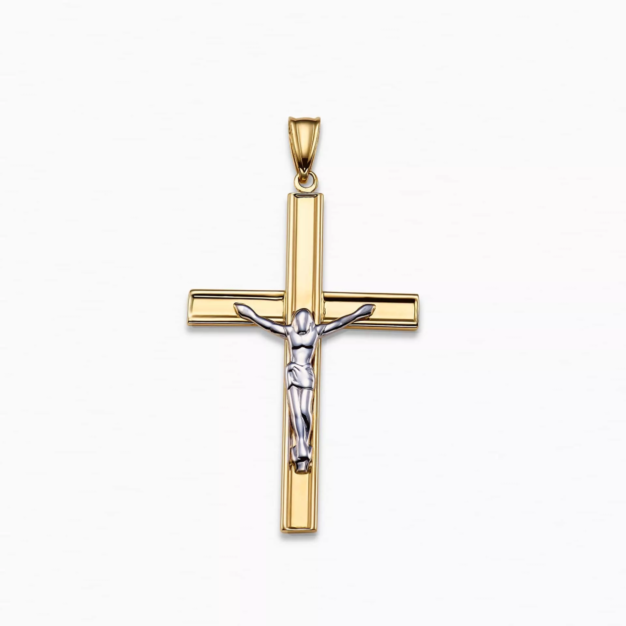 18ct yellow and white gold crucifix pendant