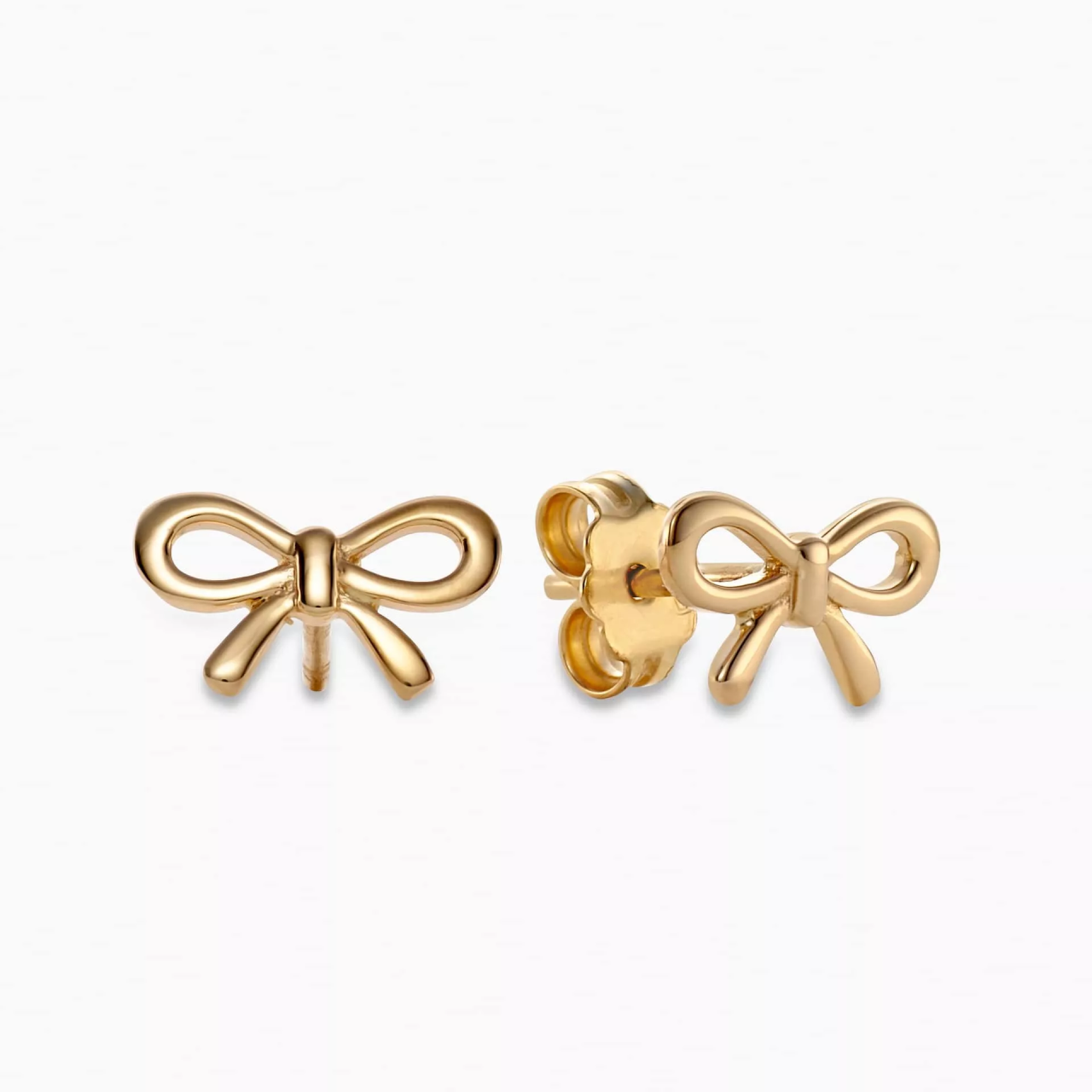 18ct yellow gold bow stud earrings 10mm