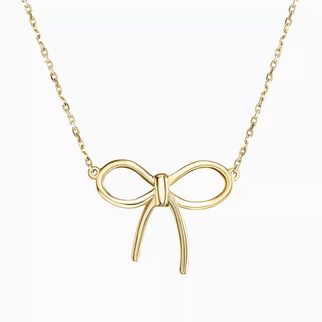 18ct yellow gold 40cm bow necklace